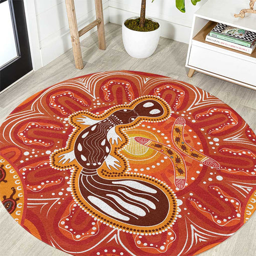 Aboriginal Goanna Art Round Carpet Native Australian Animals