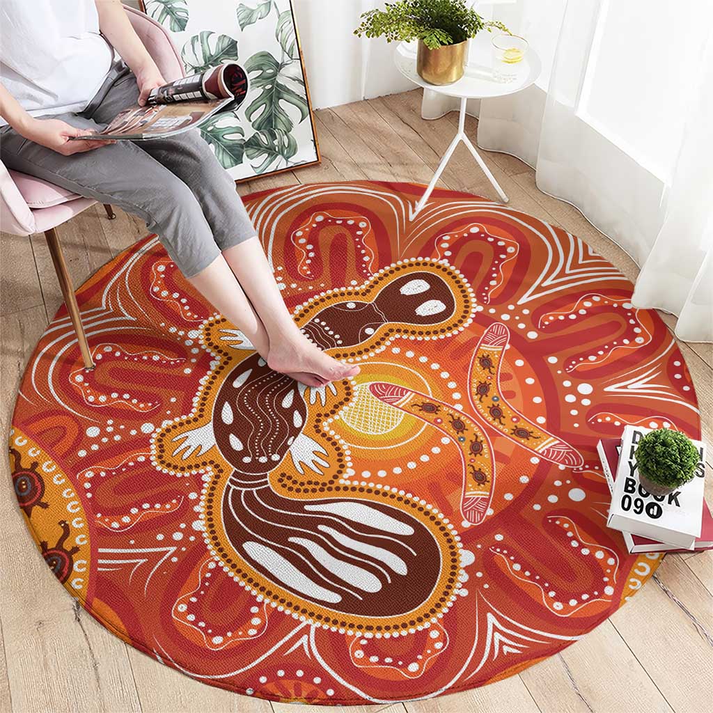 Aboriginal Goanna Art Round Carpet Native Australian Animals