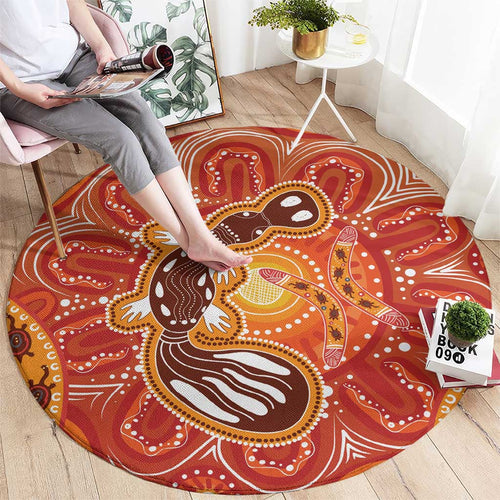 Aboriginal Goanna Art Round Carpet Native Australian Animals