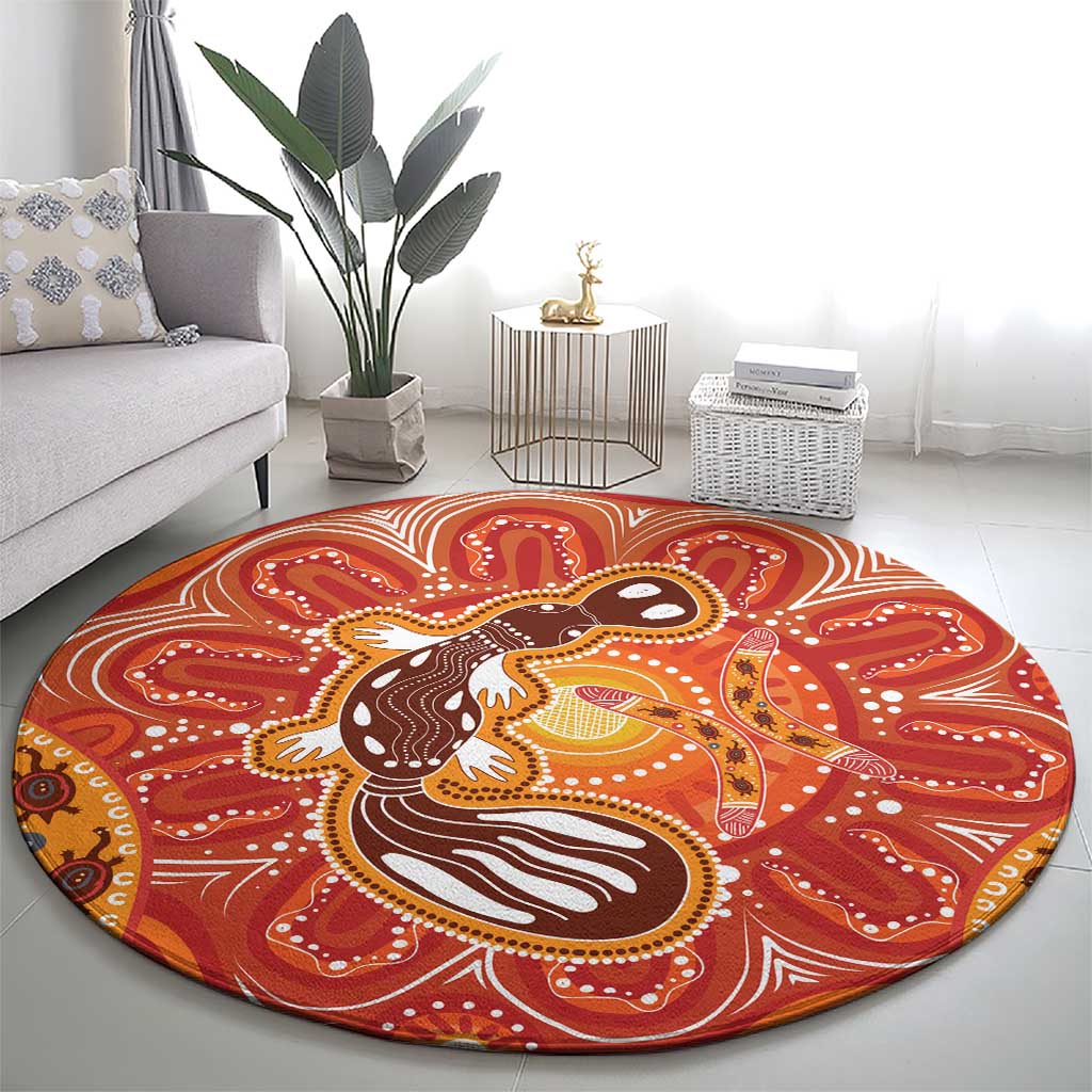 Aboriginal Goanna Art Round Carpet Native Australian Animals