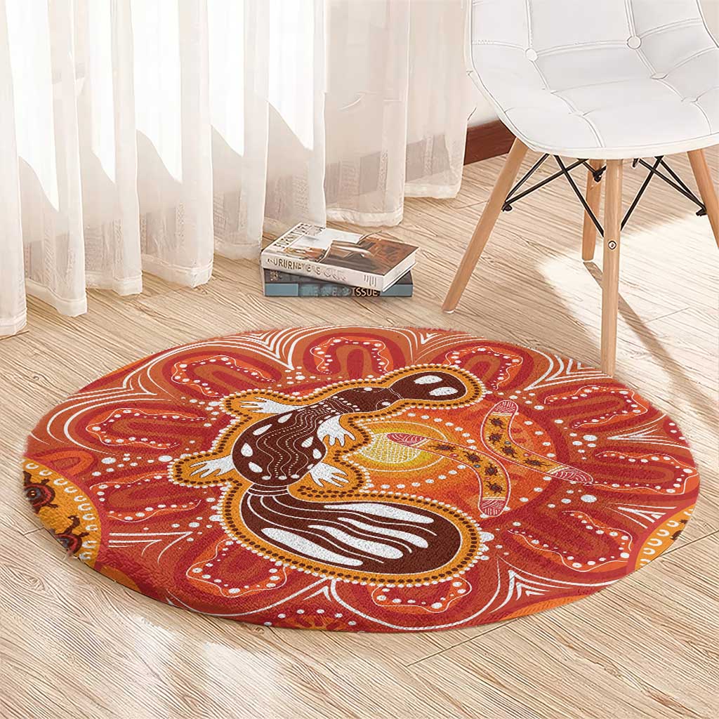 Aboriginal Goanna Art Round Carpet Native Australian Animals