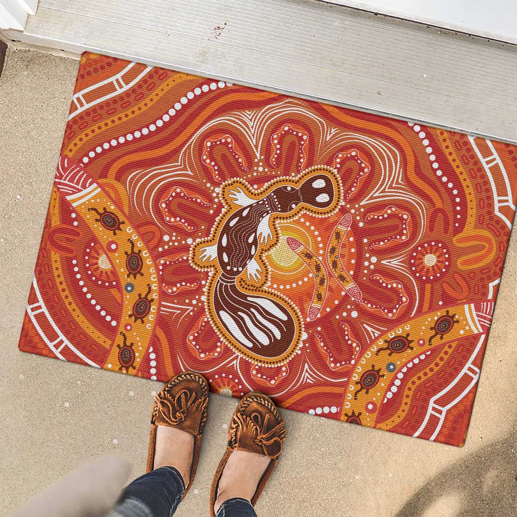 Aboriginal Goanna Art Rubber Doormat Native Australian Animals
