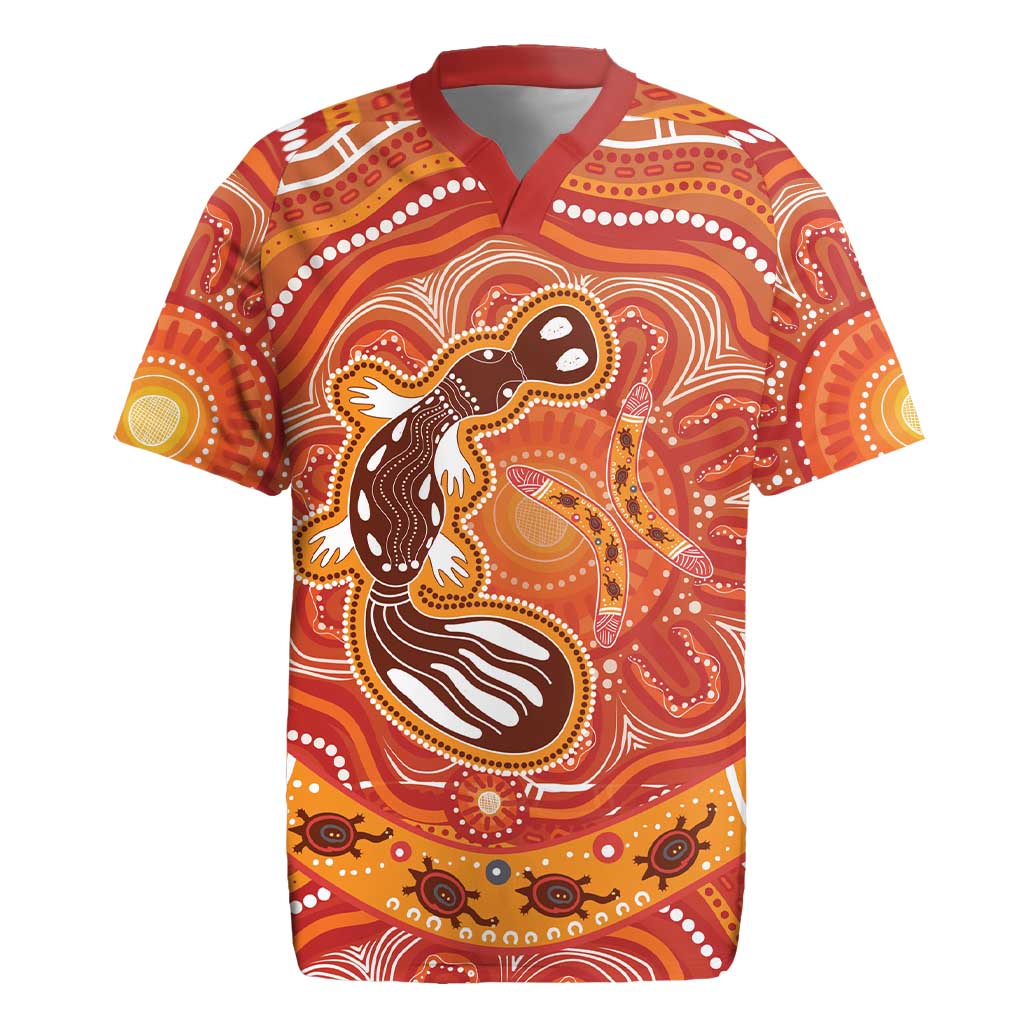 Aboriginal Goanna Art Rugby Jersey Native Australian Animals
