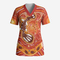 Aboriginal Goanna Art Scrub Top Native Australian Animals - Aussie Hoodie