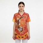 Aboriginal Goanna Art Scrub Top Native Australian Animals - Aussie Hoodie