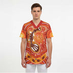 Aboriginal Goanna Art Scrub Top Native Australian Animals - Aussie Hoodie