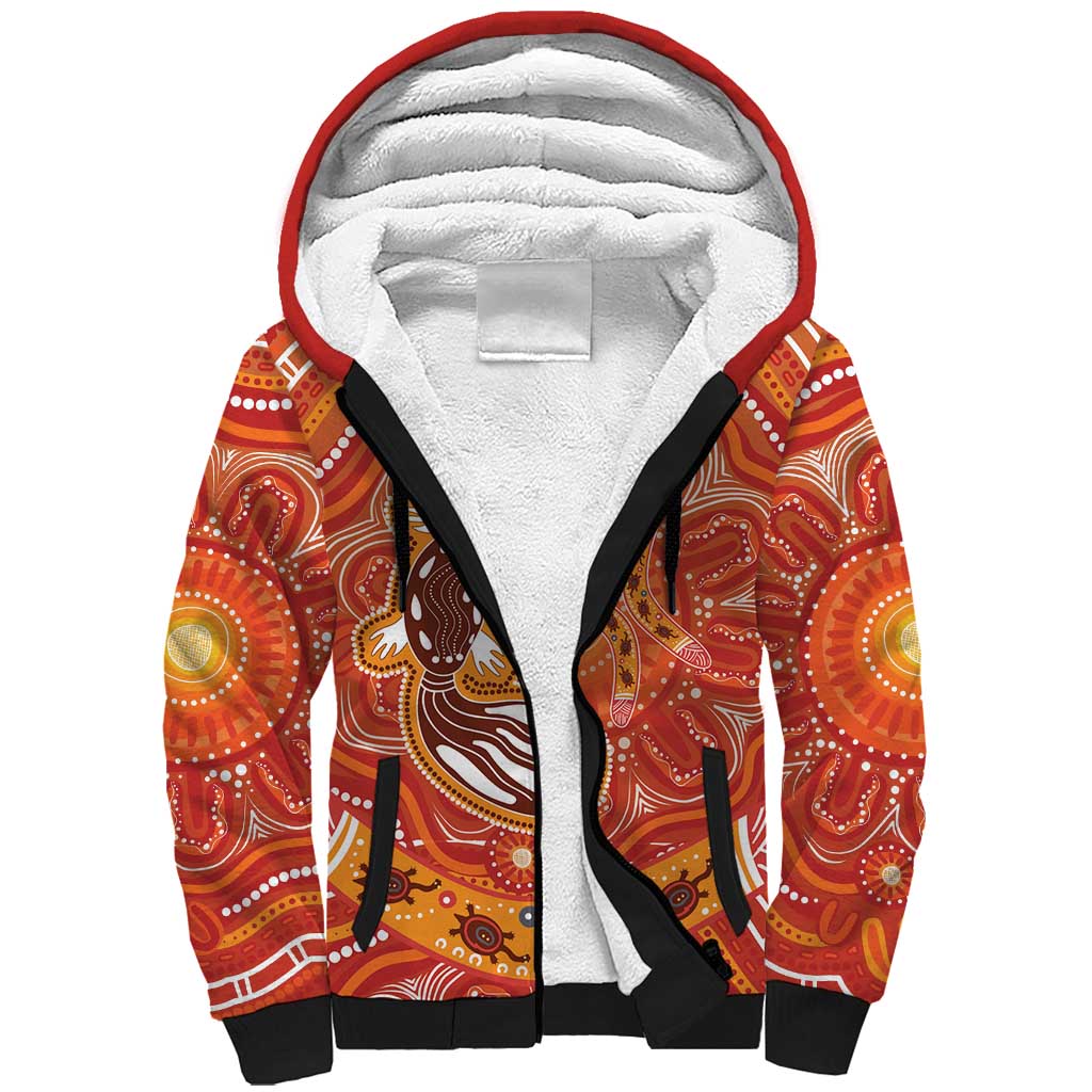 Aboriginal Goanna Art Sherpa Hoodie Native Australian Animals