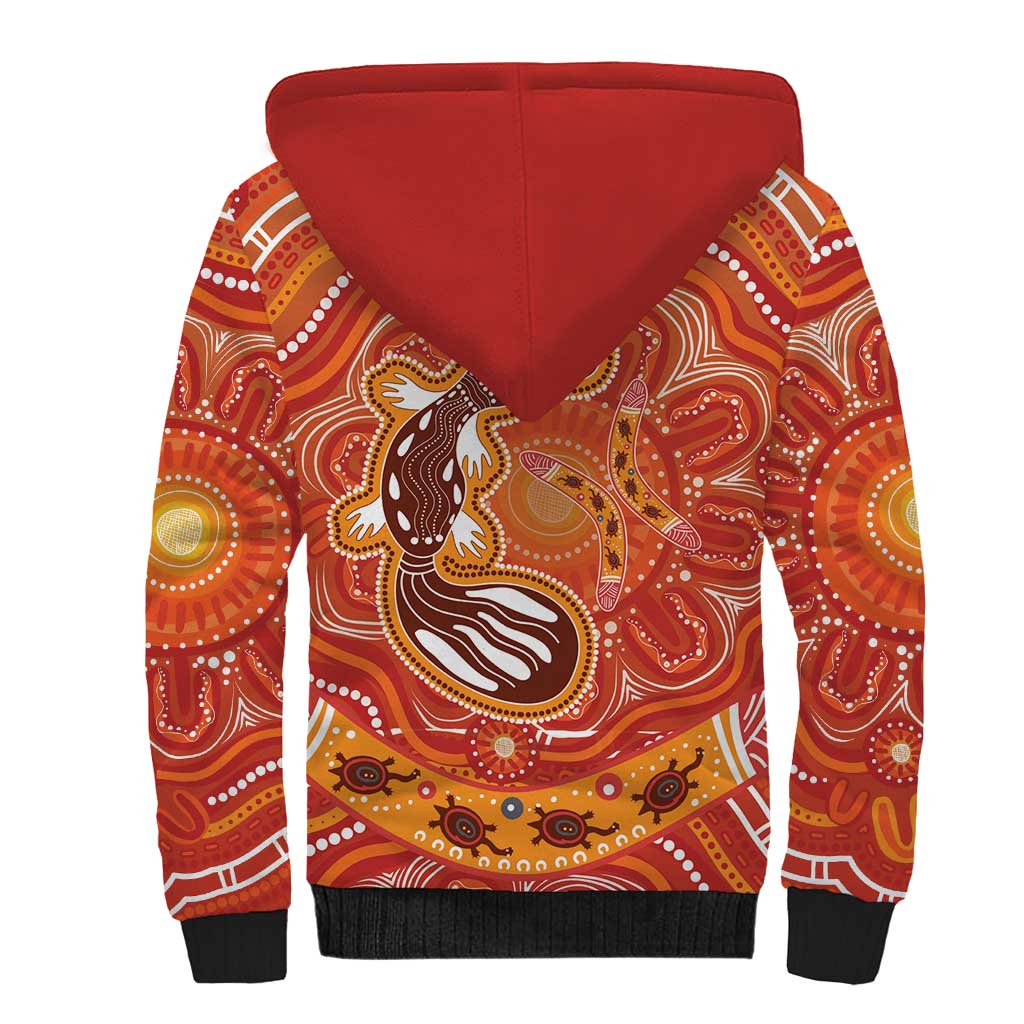 Aboriginal Goanna Art Sherpa Hoodie Native Australian Animals
