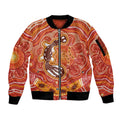 Aboriginal Goanna Art Sleeve Zip Bomber Jacket Native Australian Animals