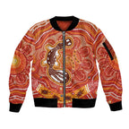Aboriginal Goanna Art Sleeve Zip Bomber Jacket Native Australian Animals