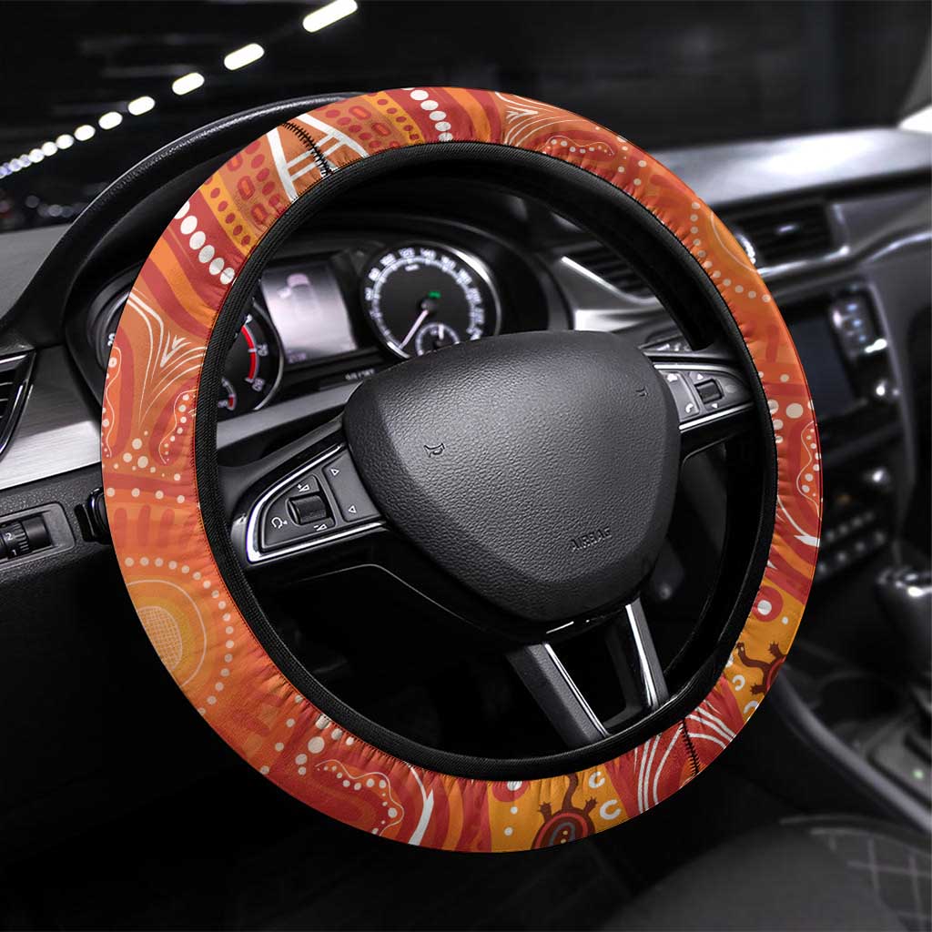 Aboriginal Goanna Art Steering Wheel Cover Native Australian Animals
