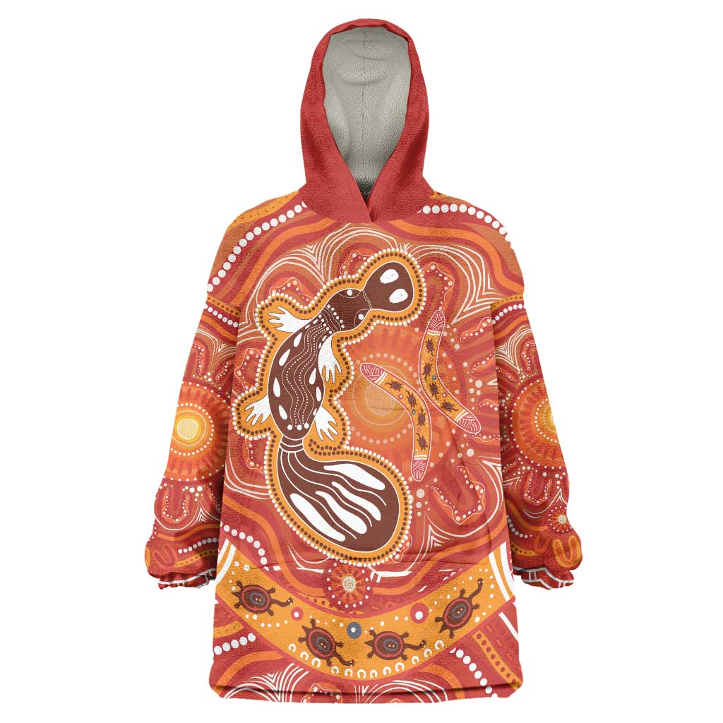 Aboriginal Goanna Art Wearable Blanket Hoodie Native Australian Animals