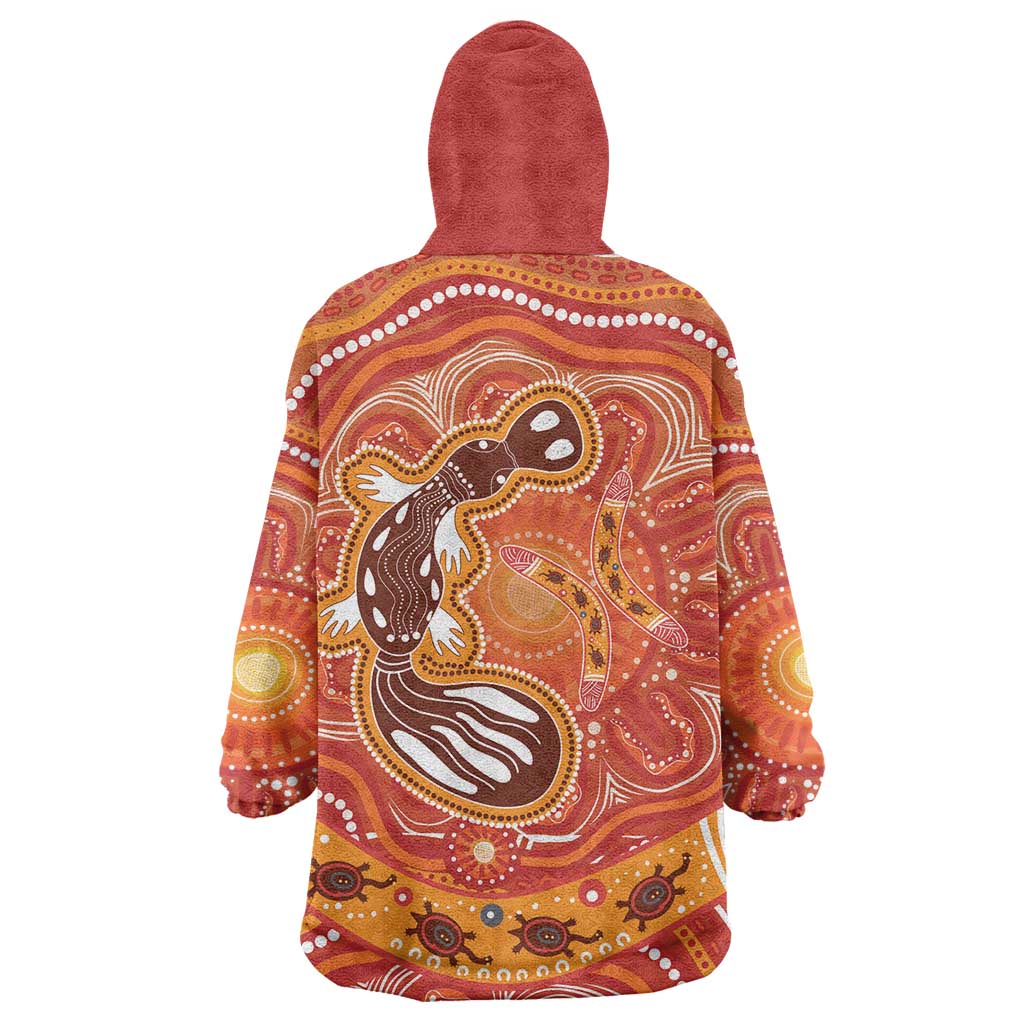 Aboriginal Goanna Art Wearable Blanket Hoodie Native Australian Animals
