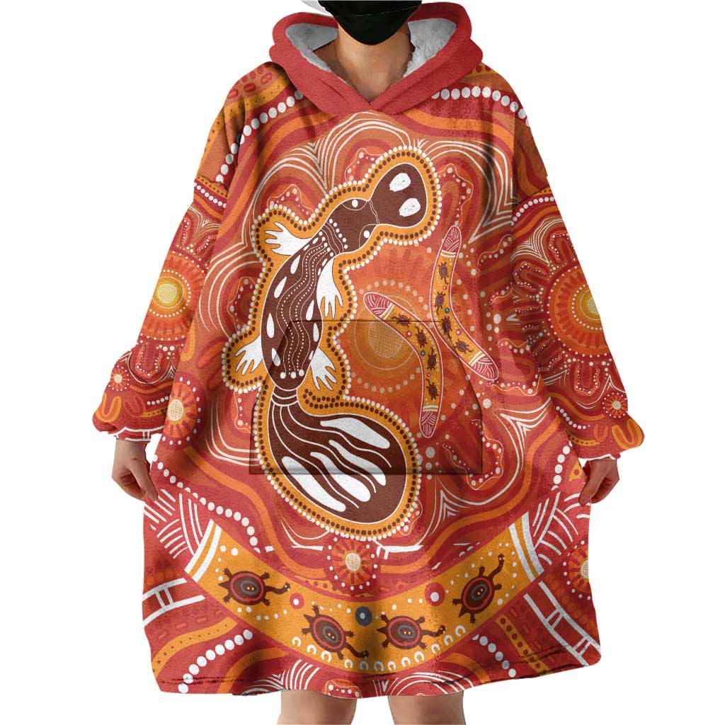 Aboriginal Goanna Art Wearable Blanket Hoodie Native Australian Animals
