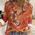 Aboriginal Goanna Art Women Casual Shirt Native Australian Animals