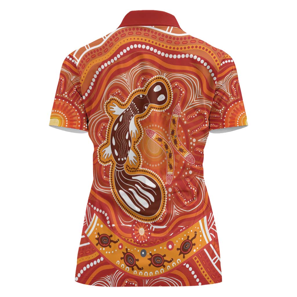 Aboriginal Goanna Art Women Polo Shirt Native Australian Animals