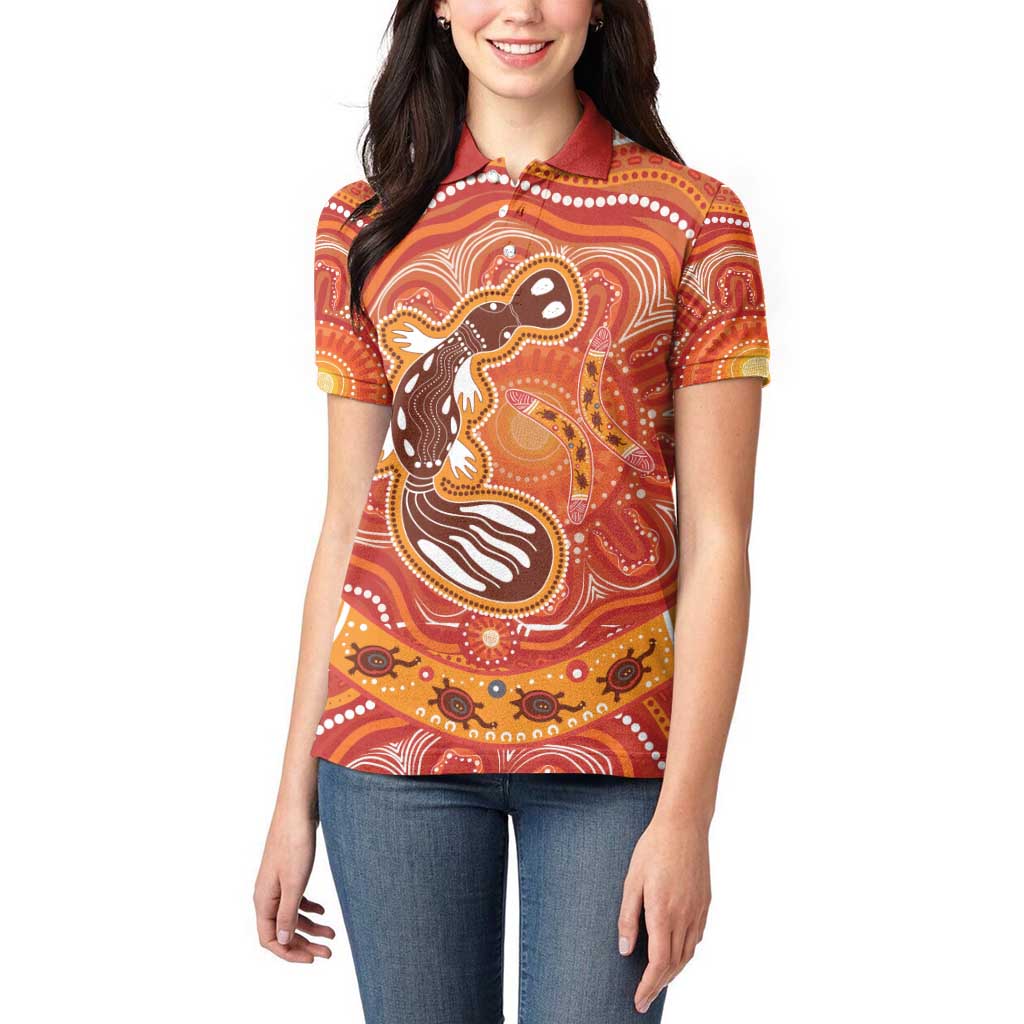 Aboriginal Goanna Art Women Polo Shirt Native Australian Animals