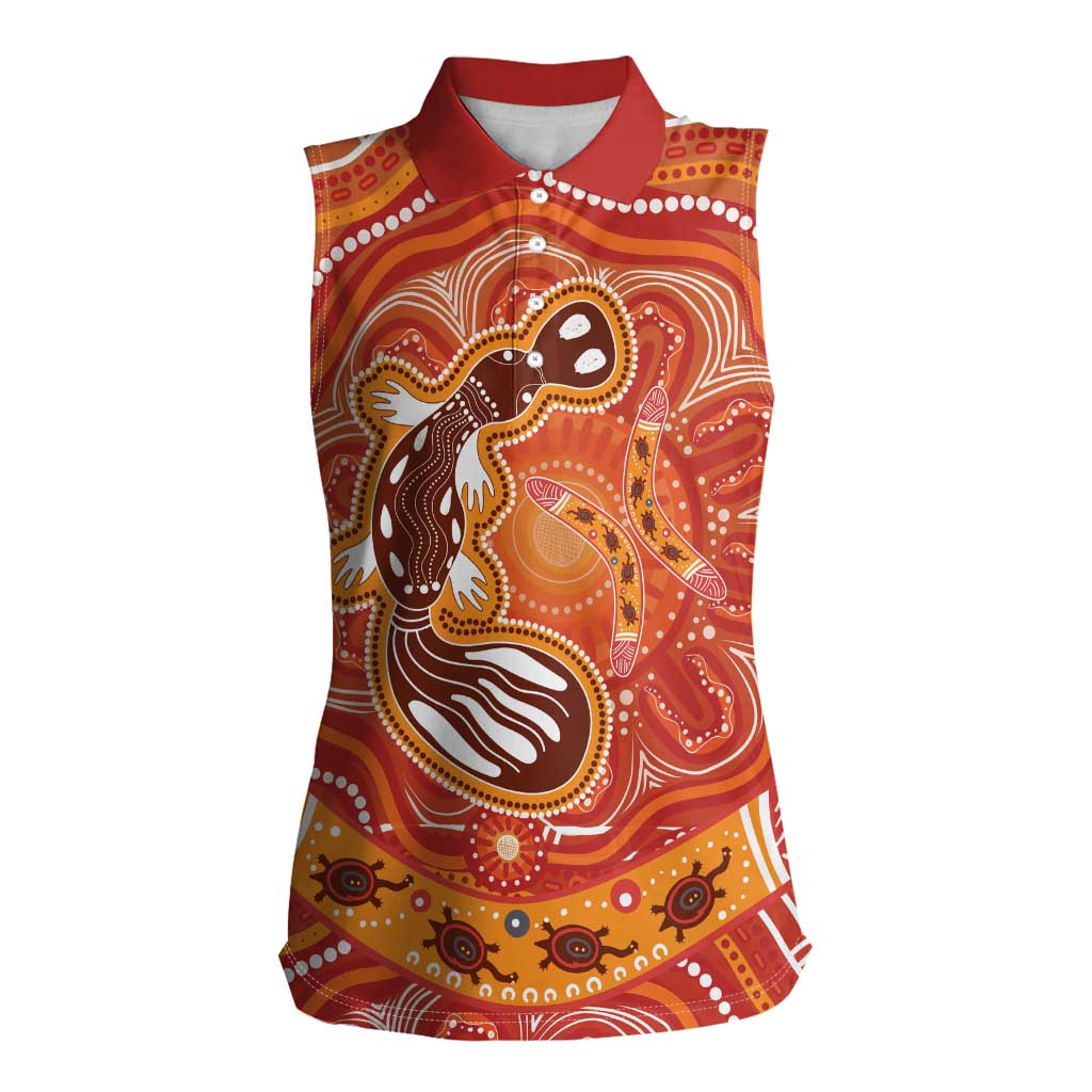 Aboriginal Goanna Art Women Sleeveless Polo Shirt Native Australian Animals