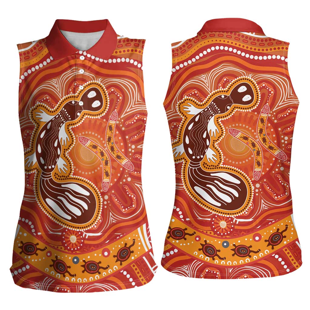 Aboriginal Goanna Art Women Sleeveless Polo Shirt Native Australian Animals