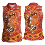 Aboriginal Goanna Art Women Sleeveless Polo Shirt Native Australian Animals
