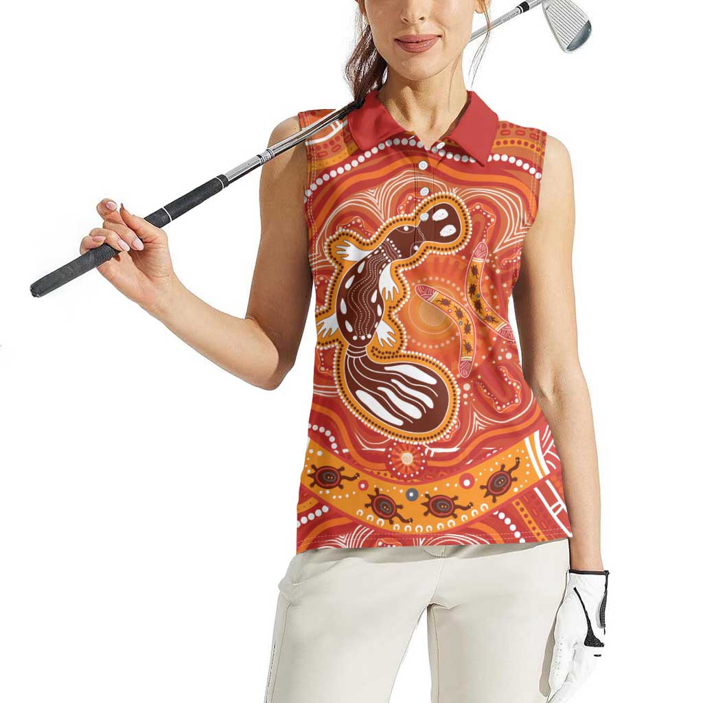Aboriginal Goanna Art Women Sleeveless Polo Shirt Native Australian Animals