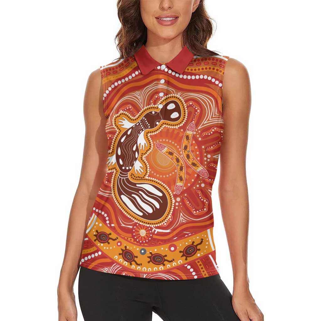 Aboriginal Goanna Art Women Sleeveless Polo Shirt Native Australian Animals