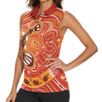 Aboriginal Goanna Art Women Sleeveless Polo Shirt Native Australian Animals