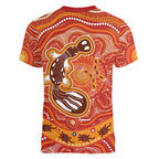 Aboriginal Goanna Art Women V-Neck T-Shirt Native Australian Animals