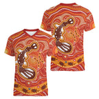 Aboriginal Goanna Art Women V-Neck T-Shirt Native Australian Animals