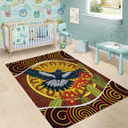 Aboriginal Magpies Dots Art Area Rug Native Australian Animals