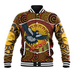 Aboriginal Magpies Dots Art Baseball Jacket Native Australian Animals