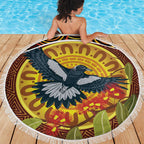 Aboriginal Magpies Dots Art Beach Blanket Native Australian Animals
