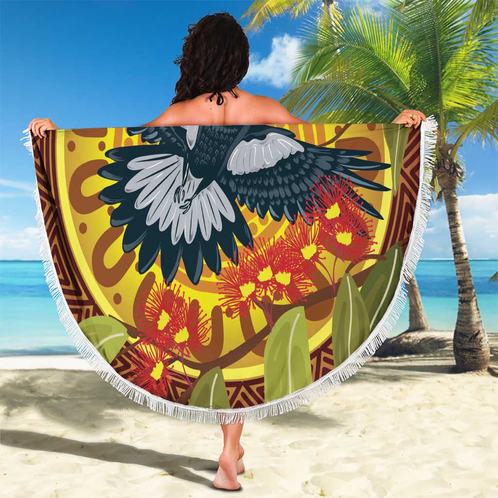Aboriginal Magpies Dots Art Beach Blanket Native Australian Animals