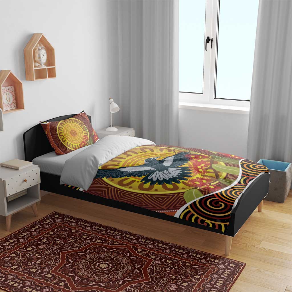 Aboriginal Magpies Dots Art Bedding Set Native Australian Animals