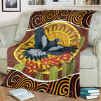 Aboriginal Magpies Dots Art Blanket Native Australian Animals