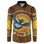 Aboriginal Magpies Dots Art Button Sweatshirt Native Australian Animals