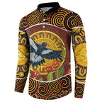 Aboriginal Magpies Dots Art Button Sweatshirt Native Australian Animals