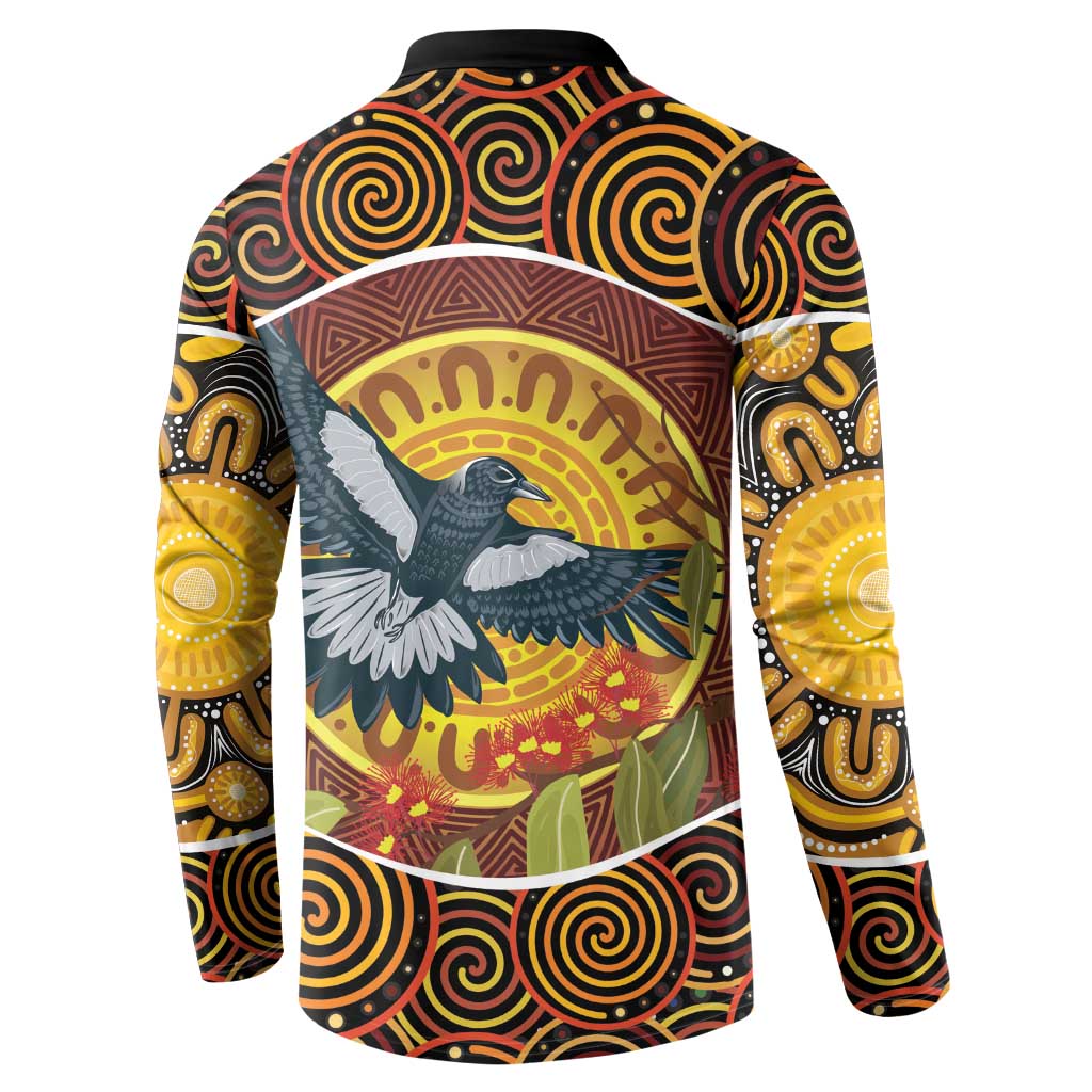 Aboriginal Magpies Dots Art Button Sweatshirt Native Australian Animals