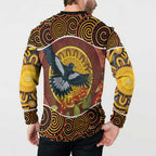 Aboriginal Magpies Dots Art Button Sweatshirt Native Australian Animals