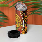 Aboriginal Magpies Dots Art 4 in 1 Can Cooler Tumbler Native Australian Animals