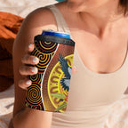 Aboriginal Magpies Dots Art 4 in 1 Can Cooler Tumbler Native Australian Animals