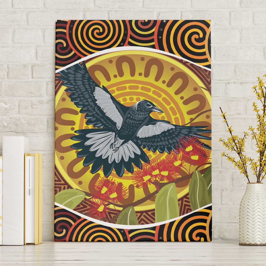 Aboriginal Magpies Dots Art Canvas Wall Art Native Australian Animals