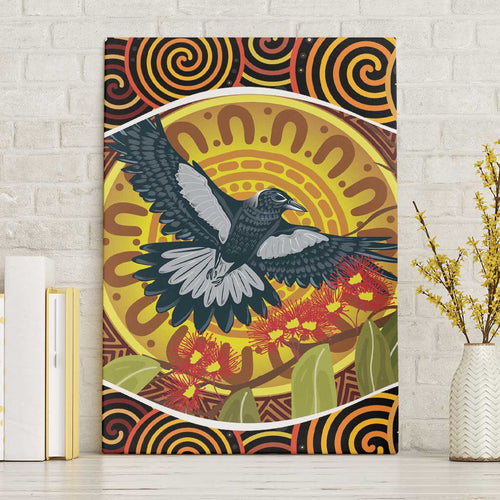 Aboriginal Magpies Dots Art Canvas Wall Art Native Australian Animals