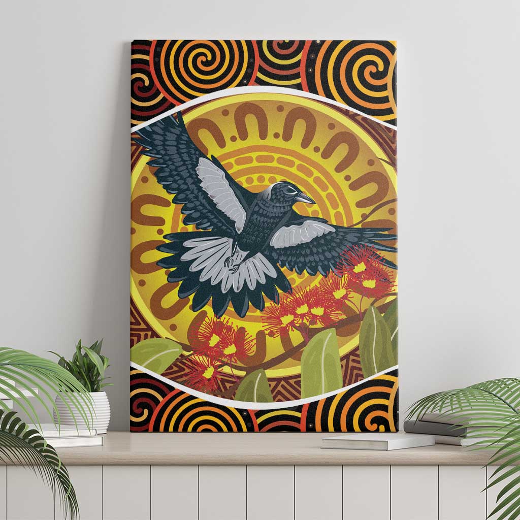 Aboriginal Magpies Dots Art Canvas Wall Art Native Australian Animals