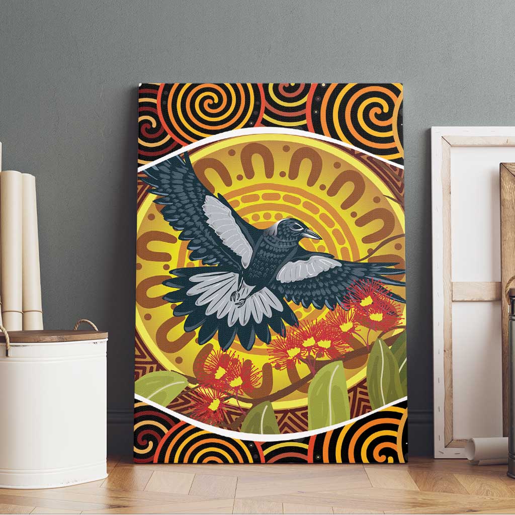 Aboriginal Magpies Dots Art Canvas Wall Art Native Australian Animals