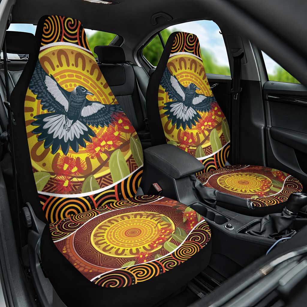 Aboriginal Magpies Dots Art Car Seat Cover Native Australian Animals