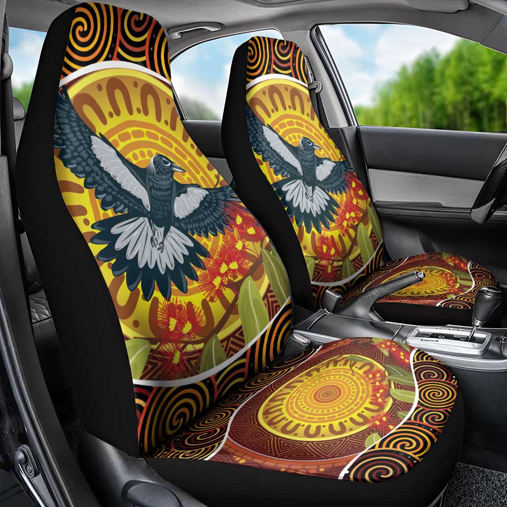 Aboriginal Magpies Dots Art Car Seat Cover Native Australian Animals