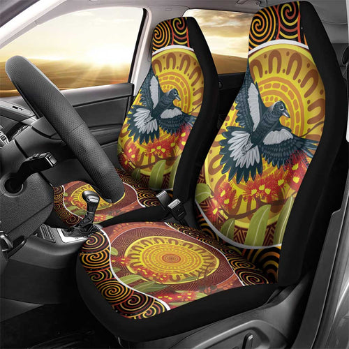 Aboriginal Magpies Dots Art Car Seat Cover Native Australian Animals