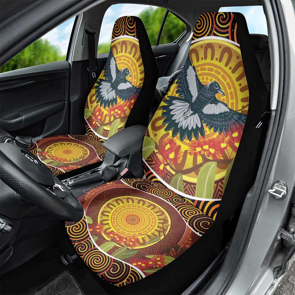 Aboriginal Magpies Dots Art Car Seat Cover Native Australian Animals