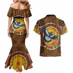 Aboriginal Magpies Dots Art Couples Matching Mermaid Dress and Hawaiian Shirt Native Australian Animals